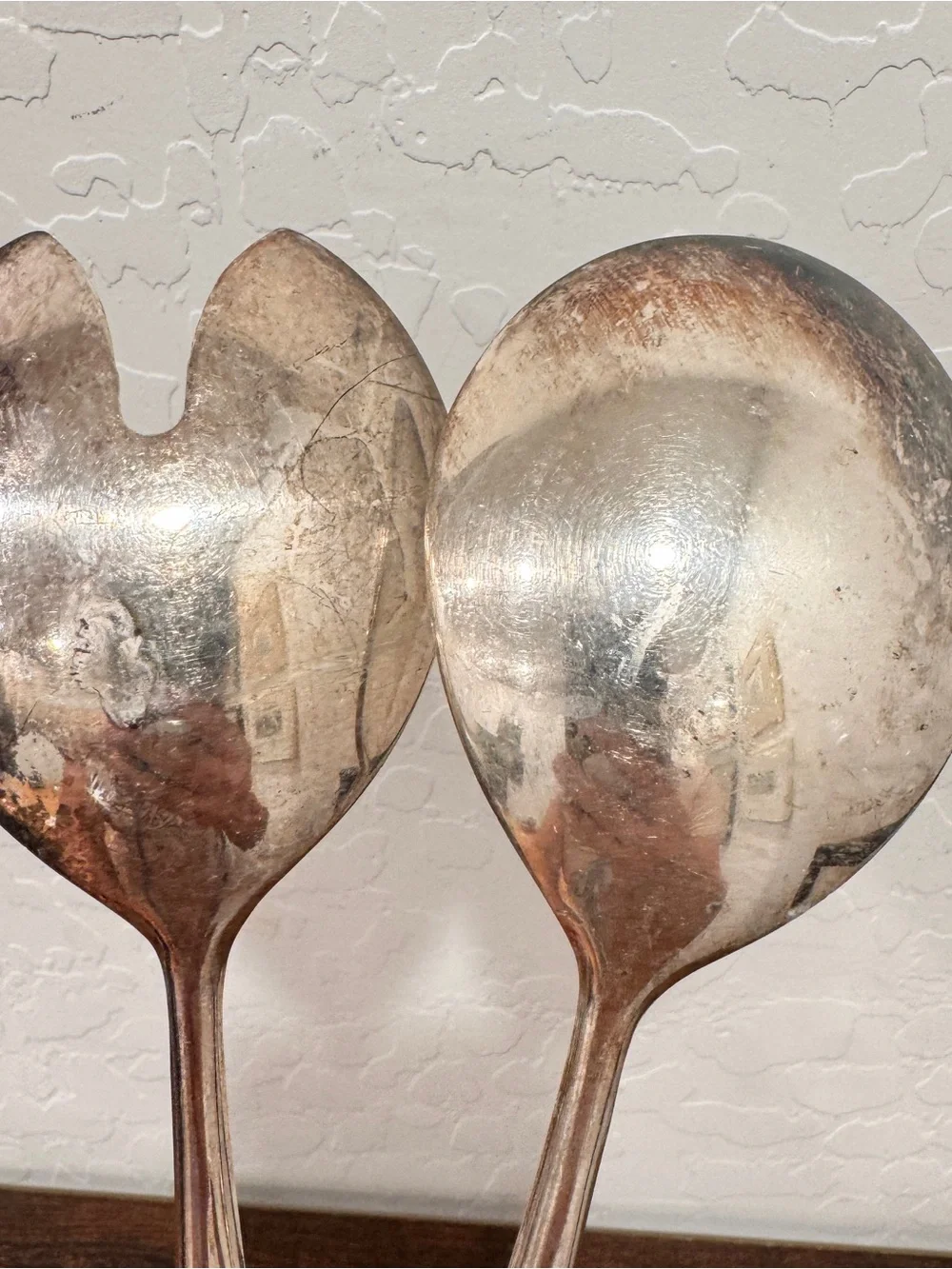 Bamboo Pattern 2 Pc Silverplate Serving Fork & Spoon Made ITALY 11 1/2